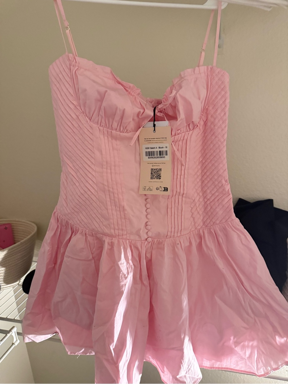 Pink Ruffle Bustier Dress - Spaghetti Strap